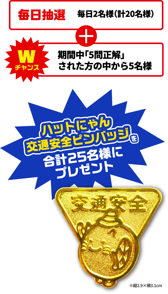 ハットにゃん交通安全ピンバッジ